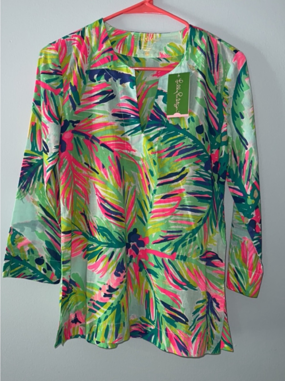 Lilly Pulitzer Multicolor Tropical Print Shirt - Pink, Green, Aqua, Navy